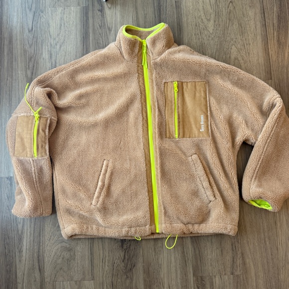 Urban Outfitters Jackets & Blazers - Urban Outfitters Women’s Tan Fleece Jacket with Neon Accents Size Small
